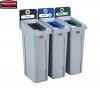 Stacja do Recyklingu Slim Jim® 3 stumienie 87L closed (black)/paper (blue)/ bottles (green)